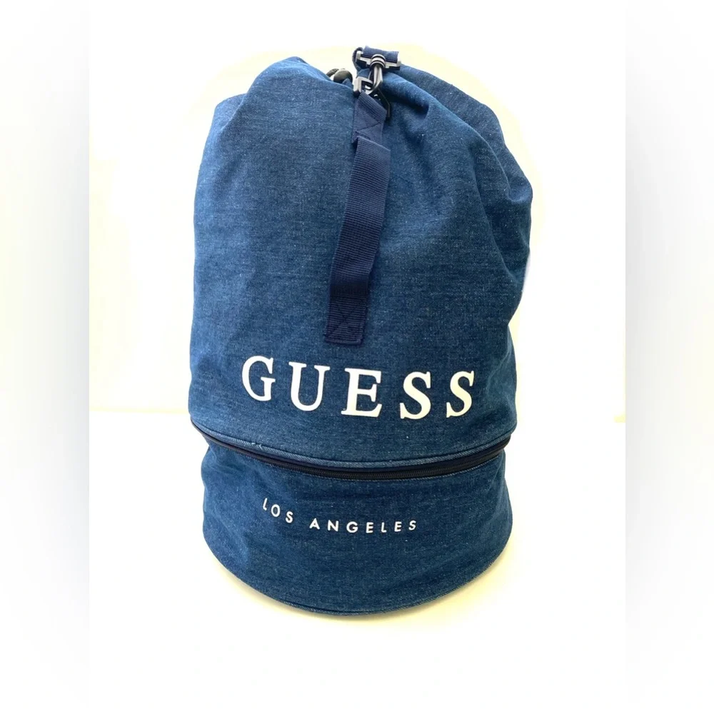Guess - Los Angeles Women’s Blue Denim Drawstring Bucket Backpack Vintage